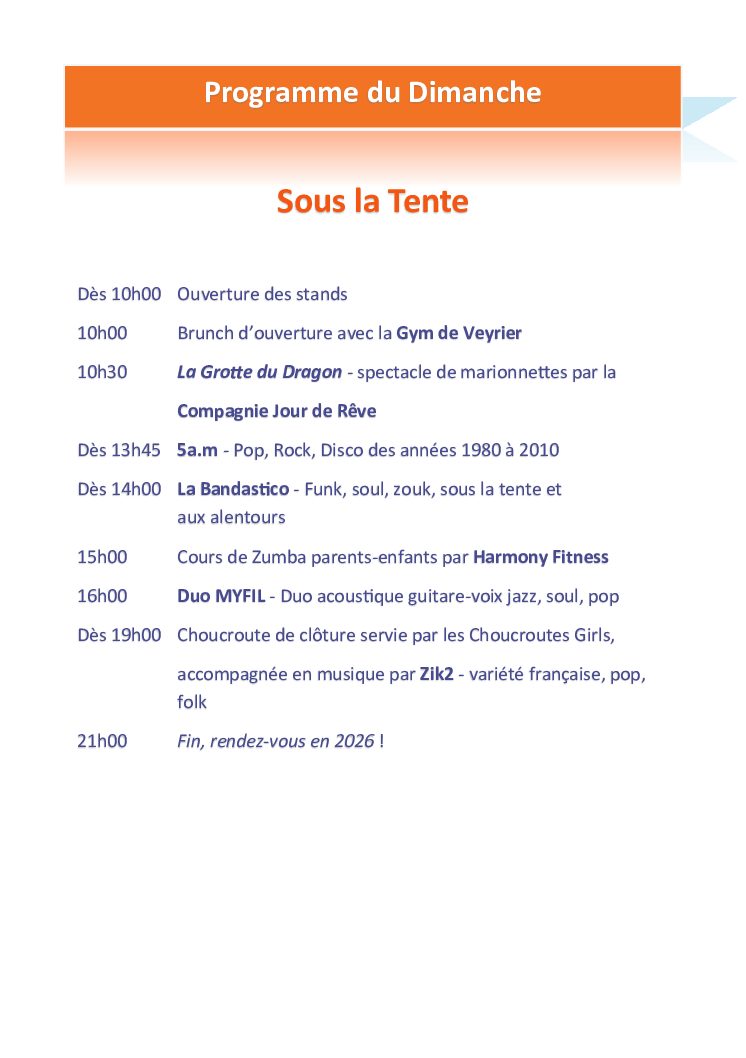 Dimanche - Sous la Tente