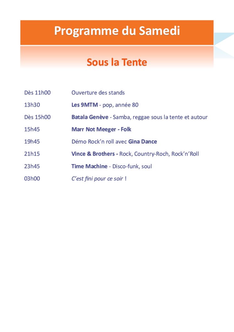 Samedi - Sous la Tente