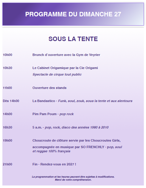 Dimanche 27 - sous la tente