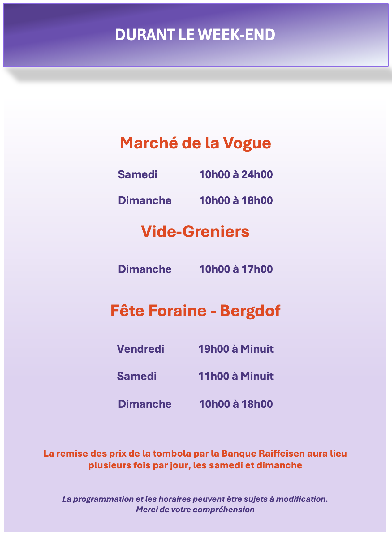 Durant le week-end
