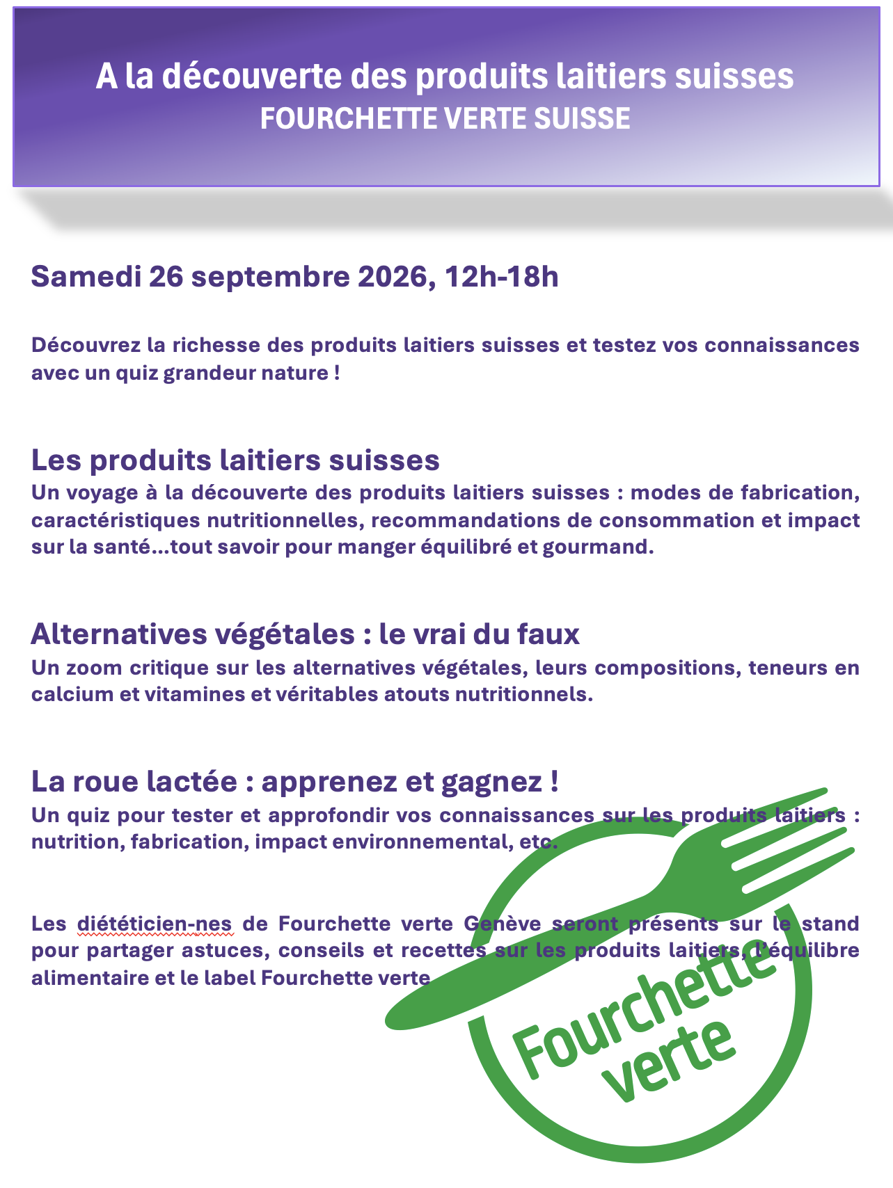 Samedi 26 - Fourchette Verte
