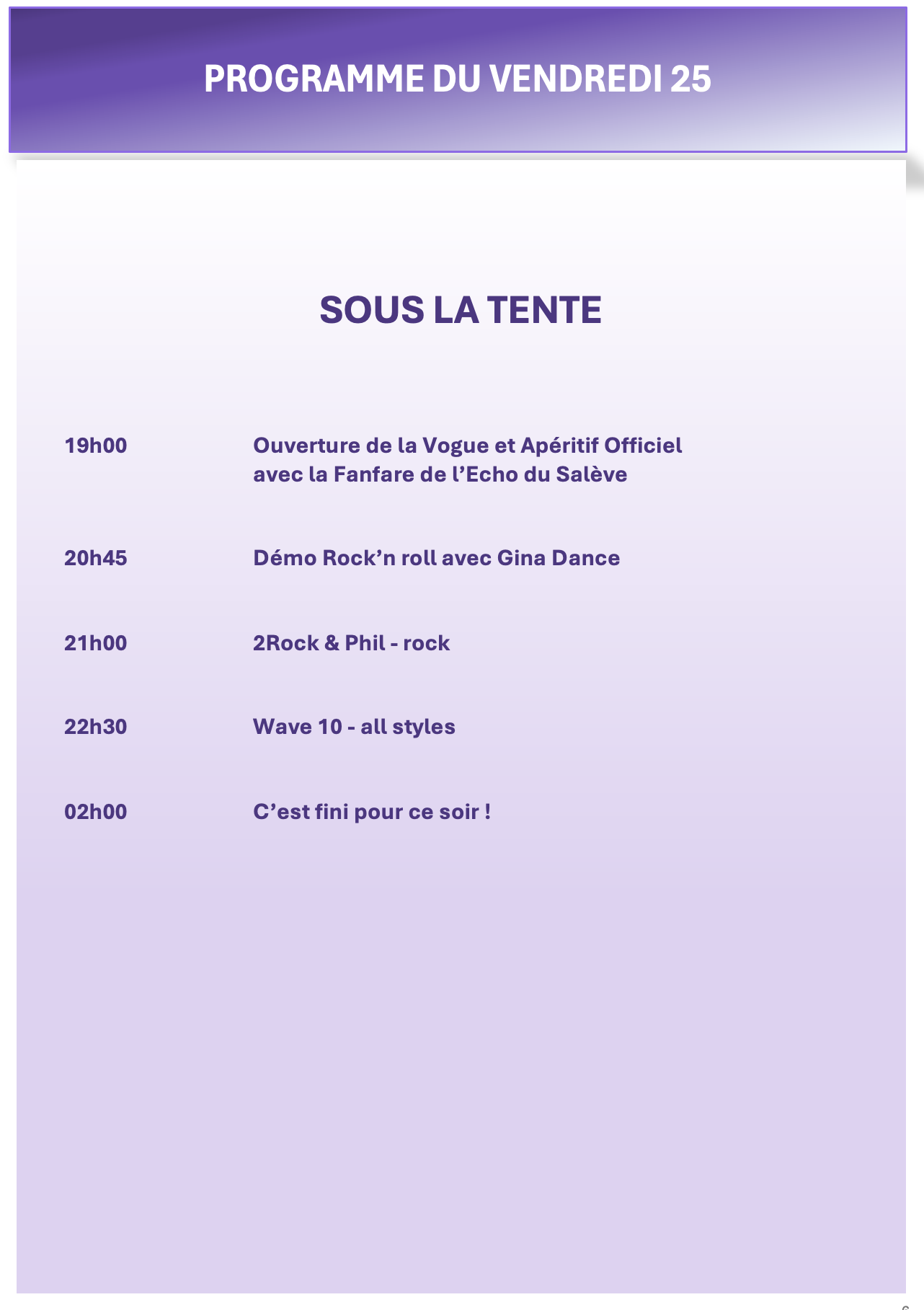 Vendredi 25 - Sous la tente